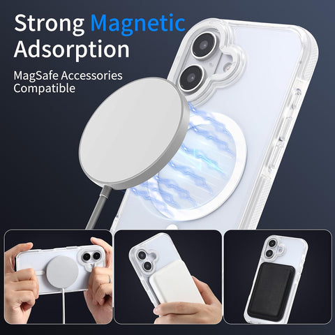 Strong Magnetic for iPhone 16 Case ，Anti-Yellowing，Clear White