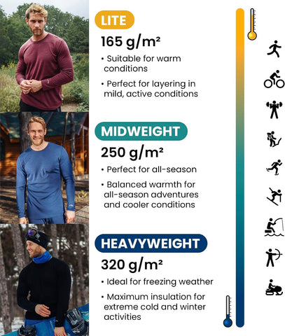 100% Merino Wool Base Layer Mens Pants - Thermal Underwear Long Johns