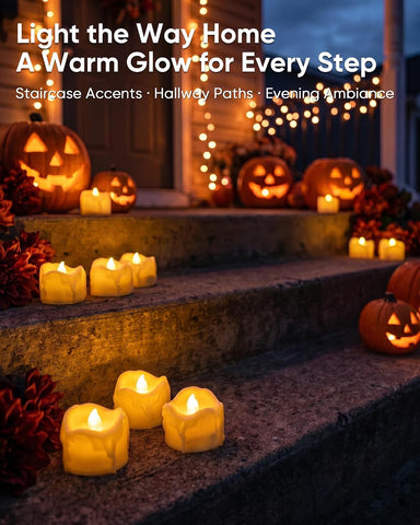 Homemory 24Pack Dripping Flameless LED Tea Lights,1.58"x 1.2",Ivory Body