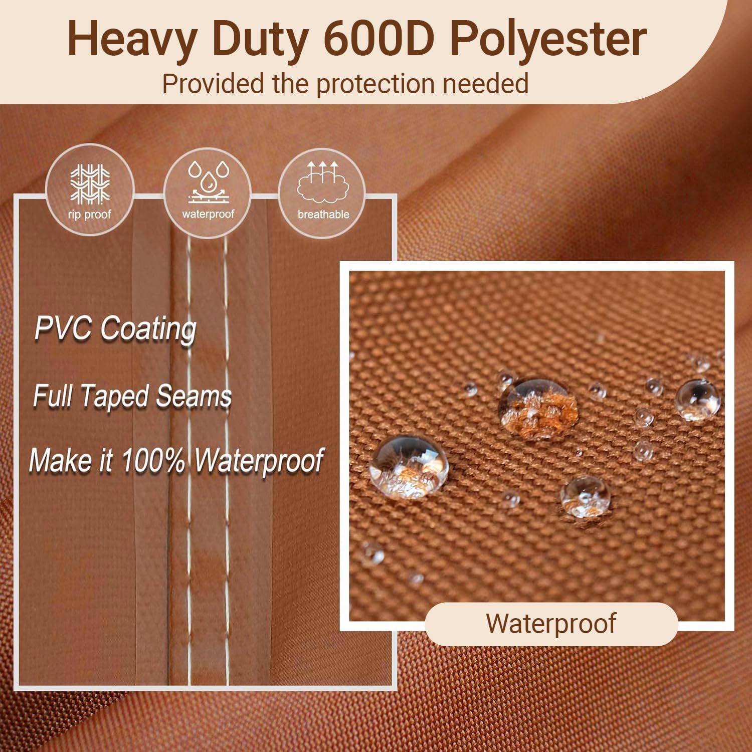 NettyPro Grill Cover Heavy Duty Waterproof 72 inch, Outdoor 3-5 Burners Gas BBQ Cover for Outside Weber, Char-Broil, Brinkmann, Nexgrill Large Barbecue, Brown