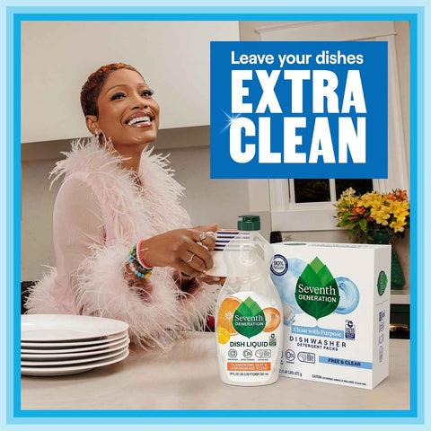 Seventh Generation Dishwasher Detergent Packs, Free & Clear, 45 Count, Pack of 2, Plant Powered Cleaning, Fights Greasy Reside & Stuck-On Food For Sparkling Dishes, Fragrance-Free & Septic Safe