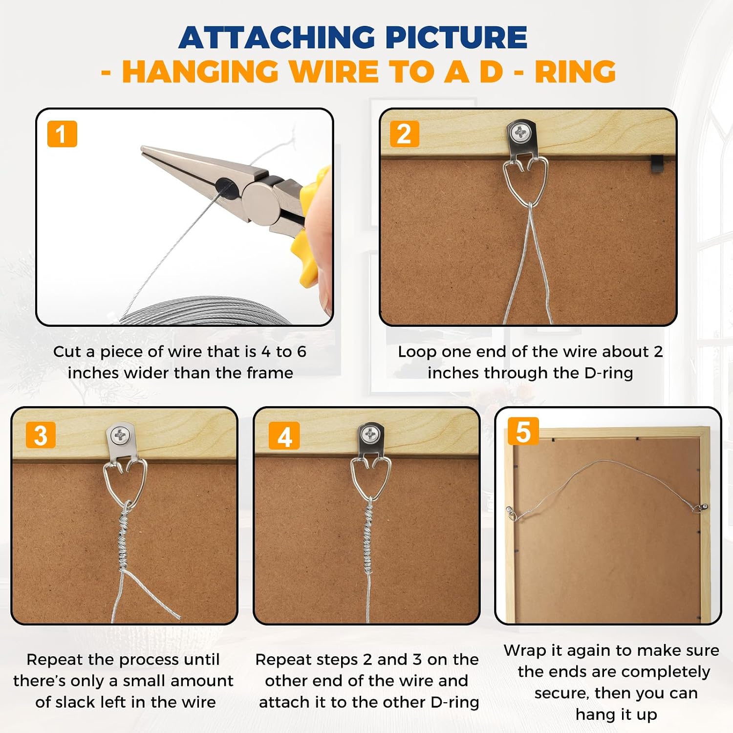 Picture Hanging Wire, 100 Feet Picture Frame Wire for Wall Frames, Canvas Paintings, Holiday Decor, Artwork,Garden Frames,Patio Decor, Photos, Supports Up to 30lbs