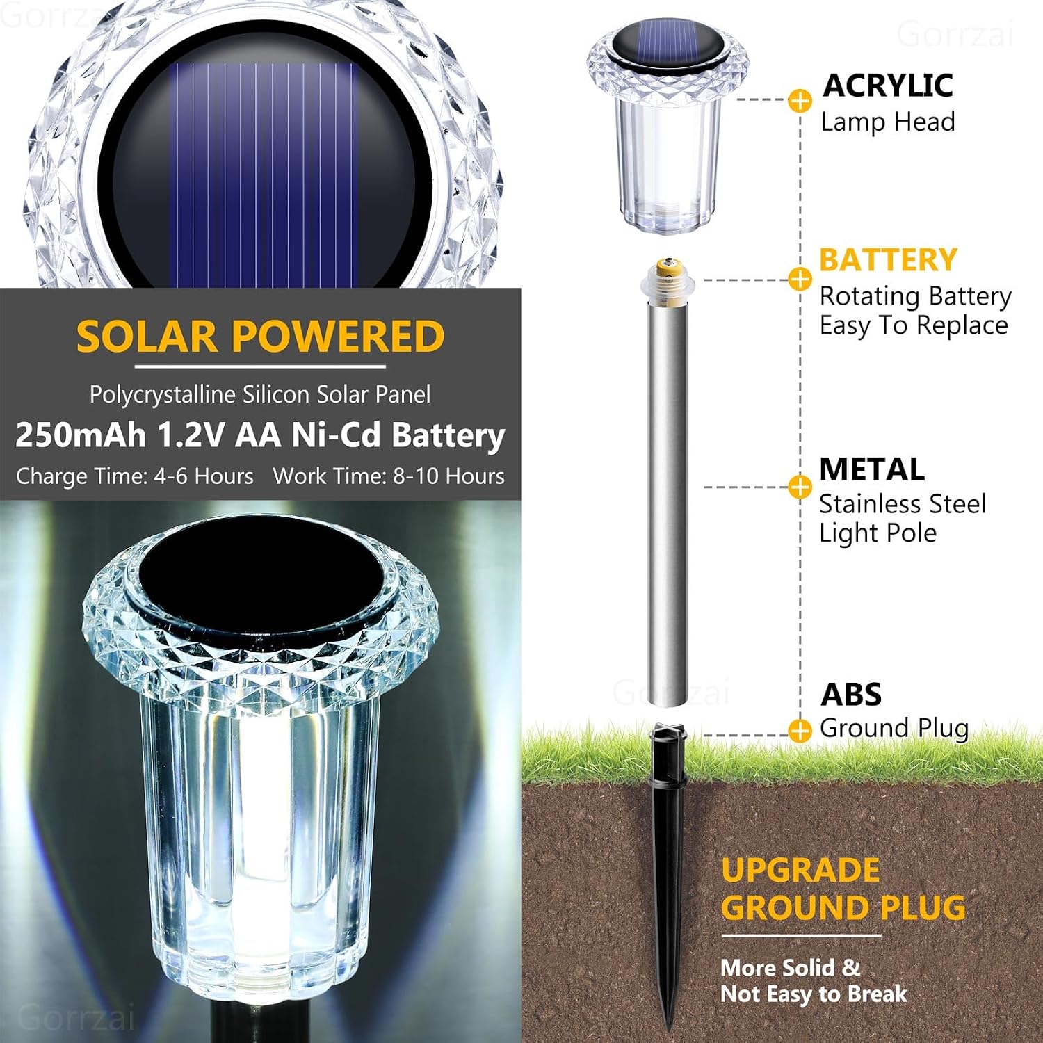 15 Pack Solar Pathway Lights Outdoor Waterproof, Cool White LED