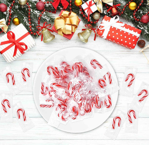 Christmas Mini Candy Canes Individually Wrapped Peppermint Flavor 100 Pack