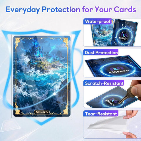 Mlikero 100 Count Card Sleeves, Clear Soft Trading Card Sleeves, Polypropylene (PP), Fit for MTG, TCG, Baseball, Football, Game Cards