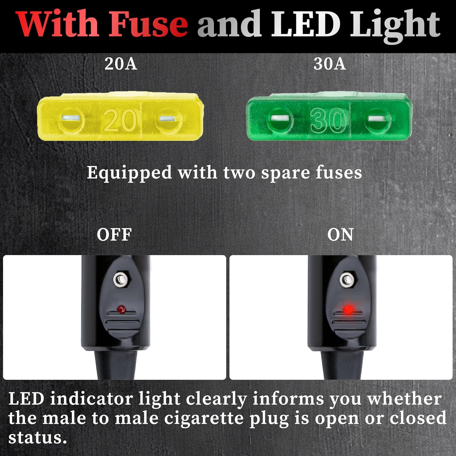 BFXM 12AWG Heavy Duty Cigarette Lighter Plug, 12v Plug with 3.3FT Wire