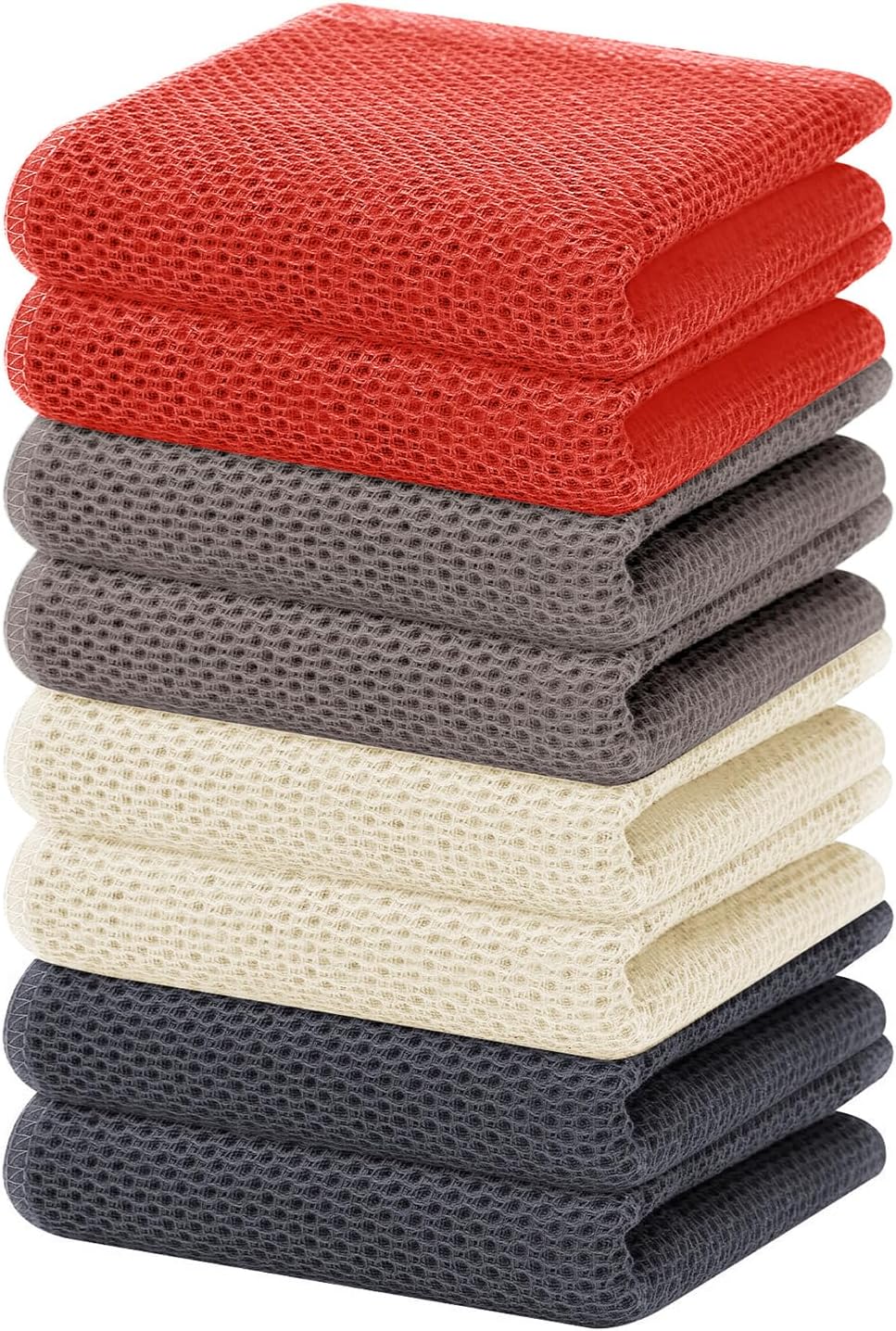 Homaxy 100% Cotton Waffle Weave Kitchen Dish Towels 8-Pack, Multicolor
