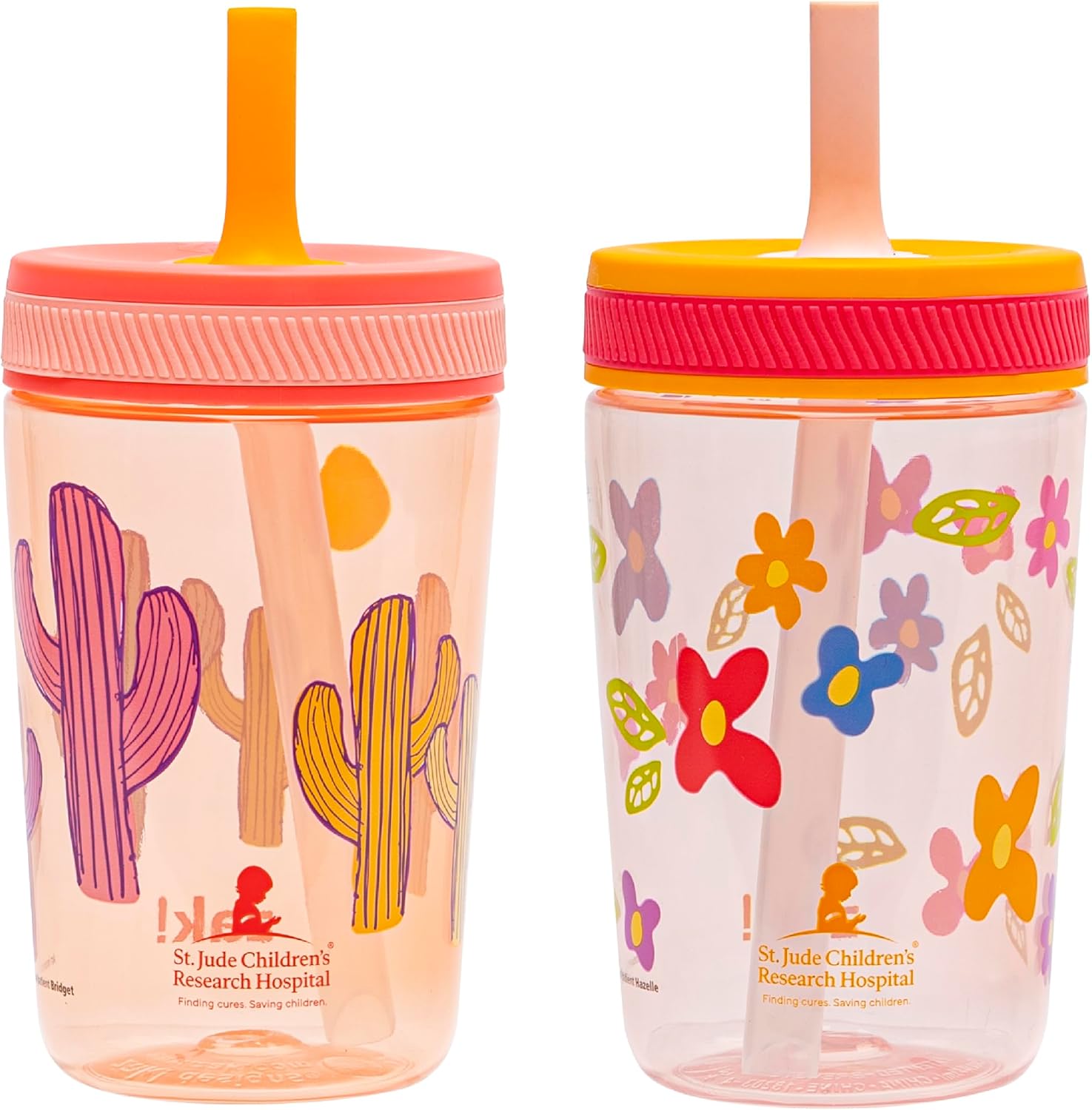Zak Designs St. Jude Kelso 15oz Leak-Proof Toddler Straw Cups, 2-Pack