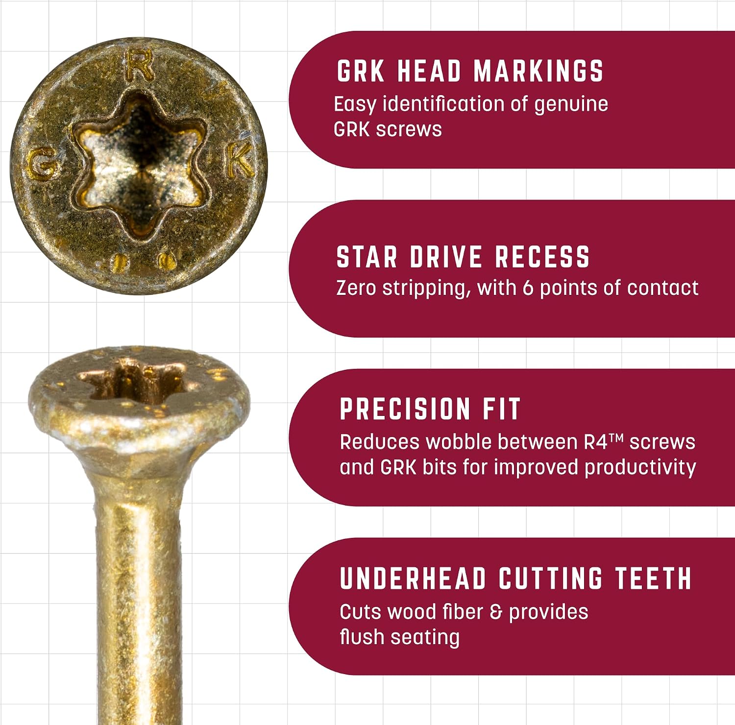 GRK Fasteners R4™ #10 x 3-1/8" Multi-Purpose Framing Screws, 630 PCS