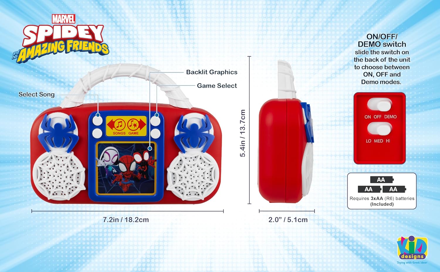 Spidey and His Amazing Friends Toy Music Player, Toddler Toy for Ages 3+