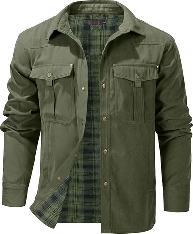 Mr.Stream Men's Lightweight Long Sleeved Snap Plaid Western Cowboy Flannel Lined Shirts Jackets