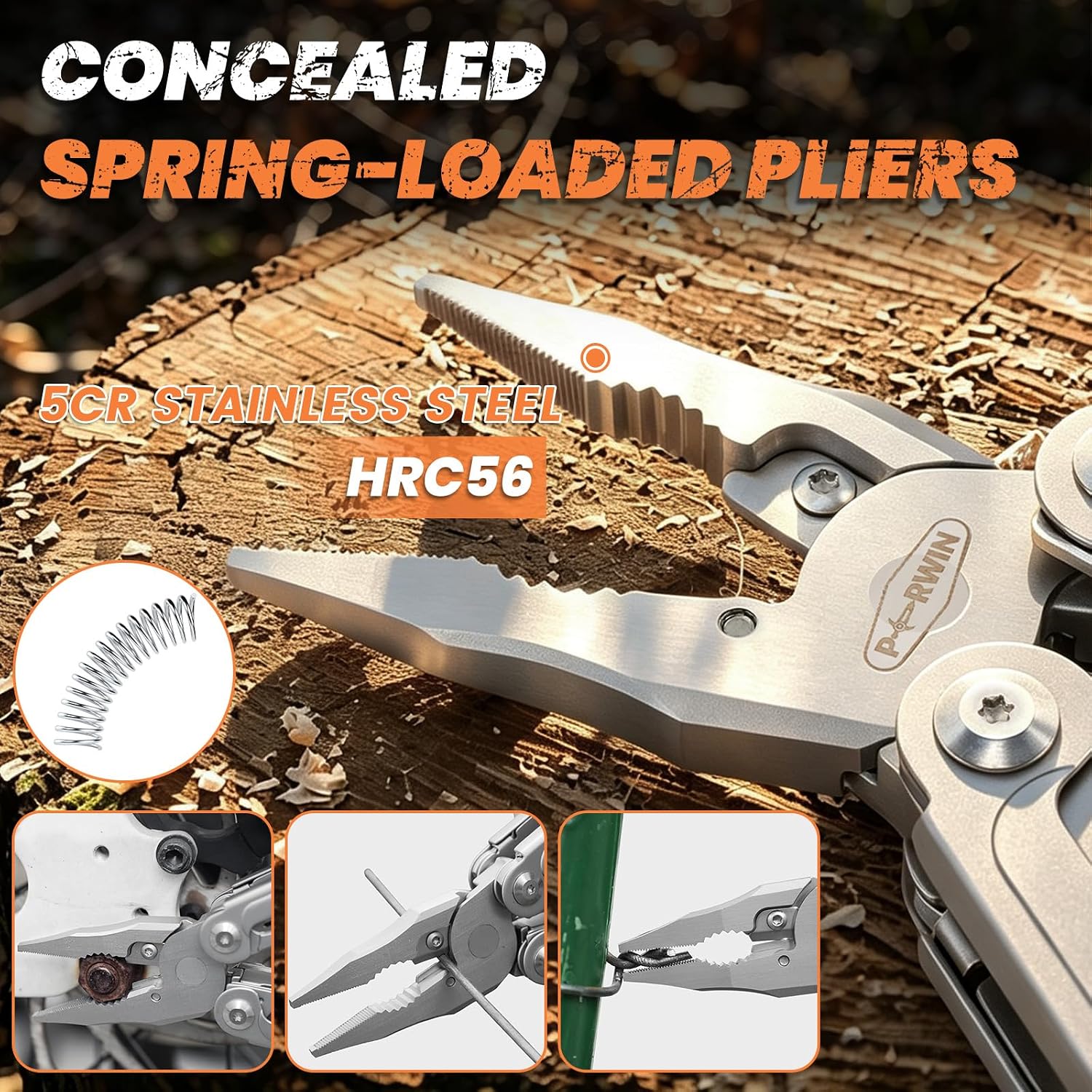 PERWIN 18-in-1 Multitool Pliers Pro, EDC Pocket Knife & Replaceable Tool
