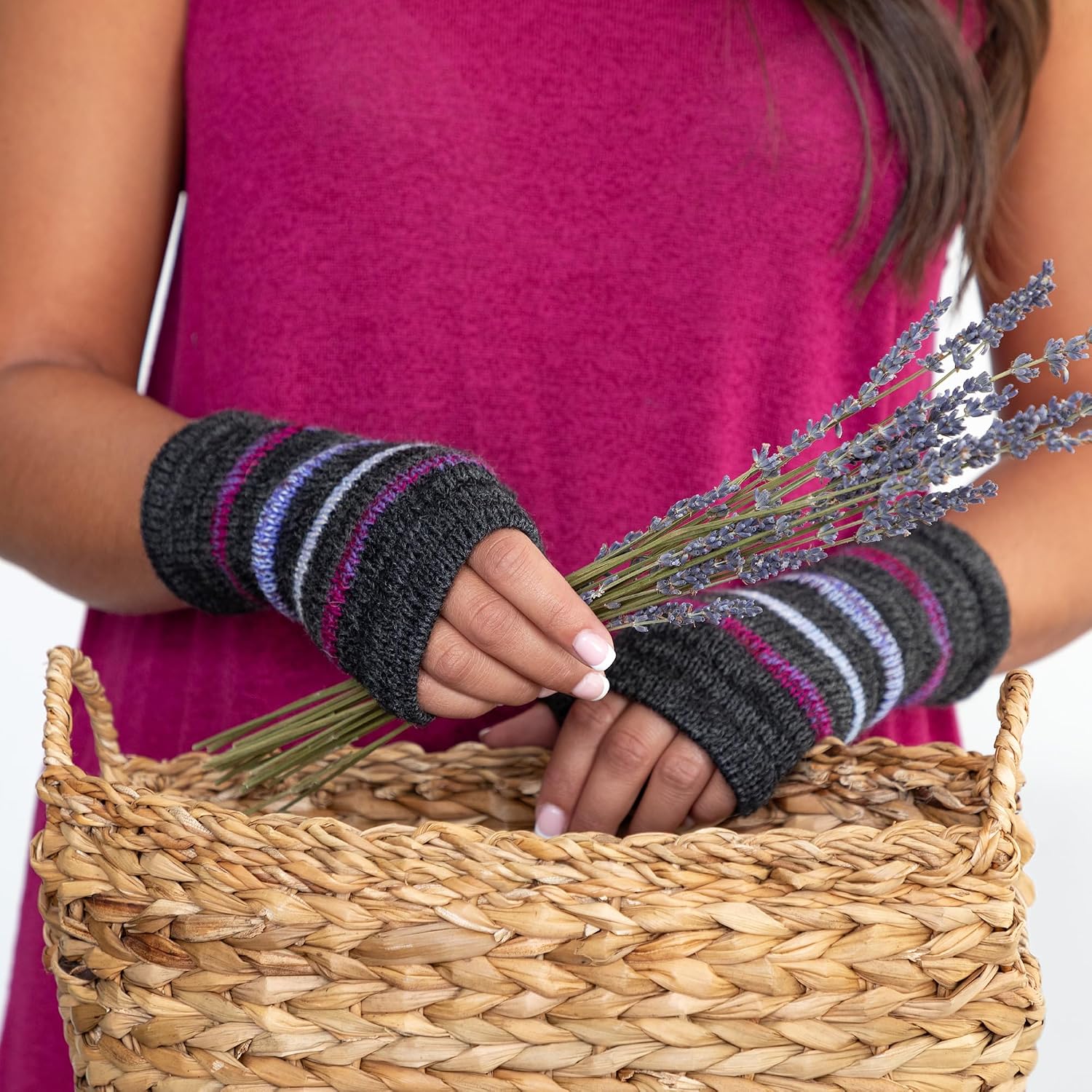 GreaterGood Alpaca Fingerless Mittens Gloves 100% Super Soft Alpaca Wool Handmade Fair Trade Typing Texting Gloves
