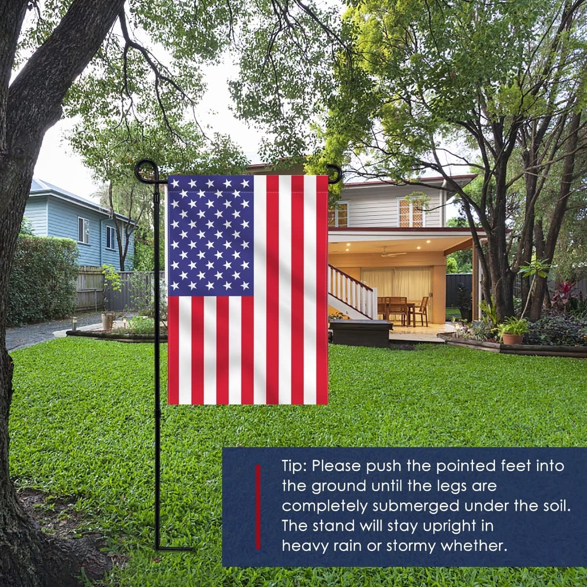 Garden Flag Stand, Thickened Pole Sturdy Straight Premium Metal Yard Flag Holder Weather-Proof Flagpole Seasonal Garden Flag, Christmas Garden Flag, Outdoor Decor Decoration