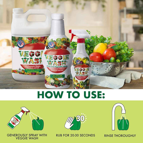 Veggie Wash Fruit and Vegetable Wash, Ideal for Cleaning Produce, 1 Gallon | Ideal for Cleaning Produce, Kosher, Vegan, Plant-Derived Ingredients, Unscented, No Parabens