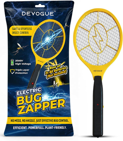 DEVOGUE® Electric Fly Swatter Bug Zapper Battery Operated Flies Killer Indoor and Outdoor Pest Control Mosquito Zapper and Insect Catcher Racket