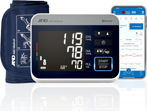 A&D Medical UA-910BLE Bluetooth Blood Pressure Monitor, 4 Users, Wide Cuff