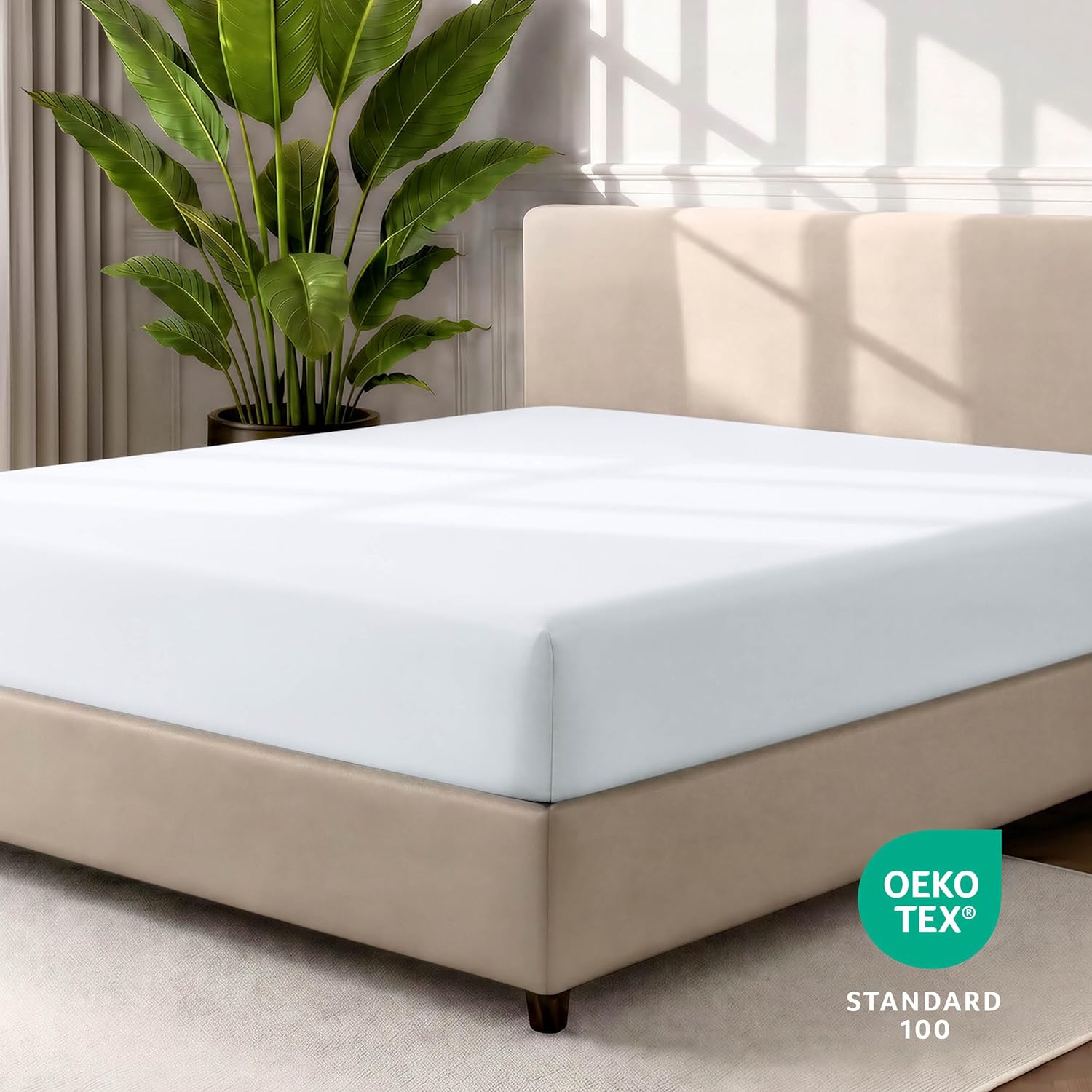 Bare Home Queen Fitted Sheet - 1800 Ultra-Soft (Queen, White)