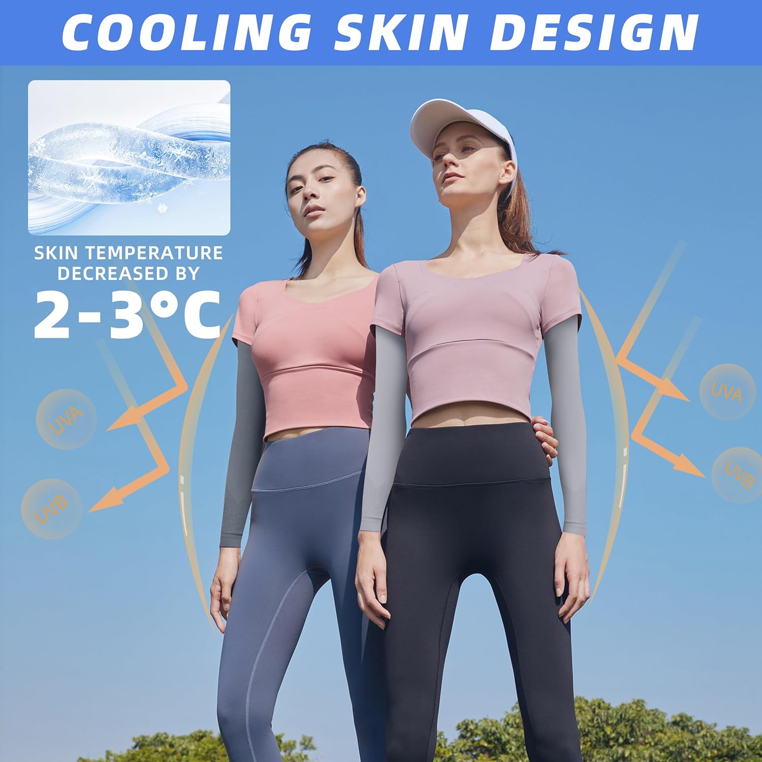 BHYTAKI UV Sun Protection Arm Sleeves, UPF 50 Sports Cooling Arm Compression Sleeves for Men Women Teenager