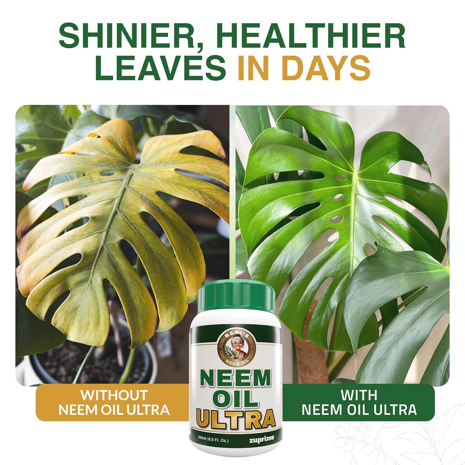 Nani’s Ultra Neem Spray Oil for Plants 8.5 oz – Cold-Pressed Concentrate Blend with 4 Potent Oils – Dilute to Make Organic Neem Oil for Plants - Indoor & Outdoor Use For Healthier Horticultural Growth