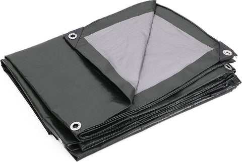 Kotap 12 x 22 Ft. Heavy-Duty Protection/Coverage Tarp, 8-mil, Reversible, Multi-Use, Waterproof, Green-Silver, (TGS-1222)