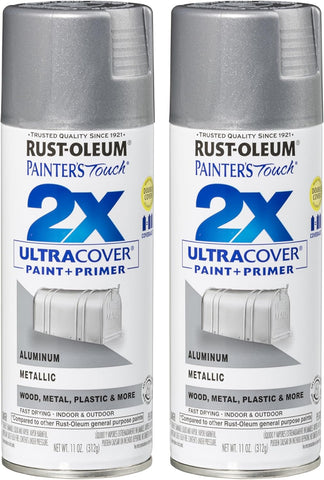Rust-Oleum Painter's Touch 2X Ultra Cover Spray Paint, Metallic Aluminum
