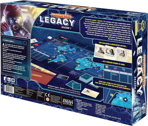 Pandemic Legacy Season 1 Board Game (Blue) - Epic Year-Long Battle Against Deadly Diseases! Cooperative Strategy Game for Family Game Night, Ages 13+, 2-4 Players, 1 Hr Playtime, Made by Z-Man Games