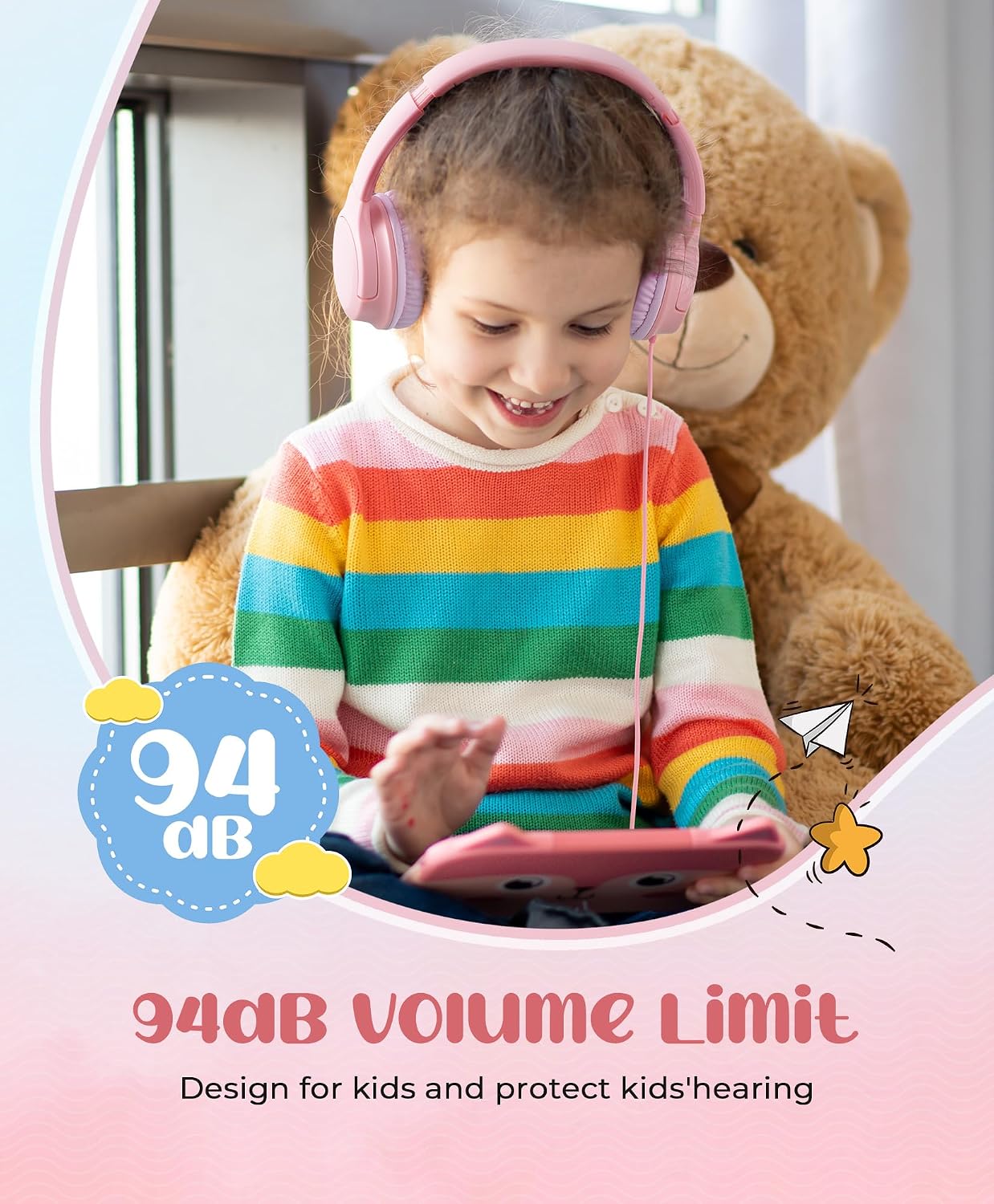 DyBaxa Kids Headphones, Wired On-Ear Foldable Headphones for Kids
