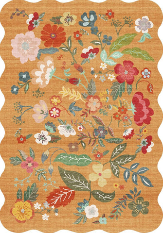 Floral Kitchen Rug Set of 3: Washable Non Slip Kitchen Runenr Rugs Brown