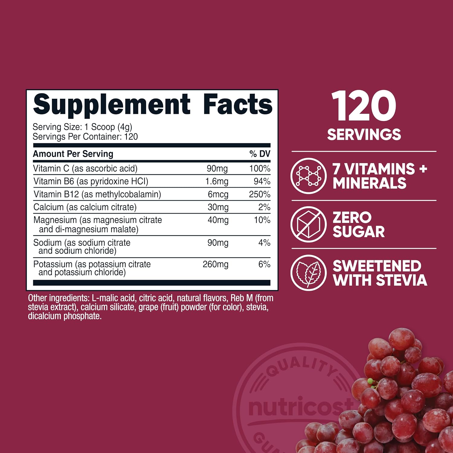 Nutricost Electrolyte Complex Powder (120 Servings, Grape)