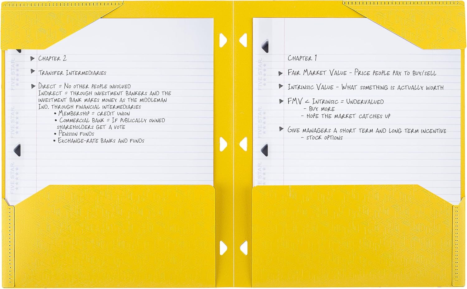 Five Star 2-Pocket Folder, Plastic Folder with Stay-Put Tabs, Fits 3-Ring Binder, Holds 8-1/2" x 11" Paper, Harvest Yellow (333420K-ECM)