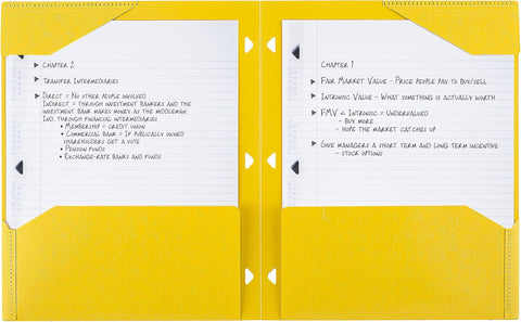 Five Star 2-Pocket Folder, Plastic Folder with Stay-Put Tabs, Fits 3-Ring Binder, Holds 8-1/2" x 11" Paper, Harvest Yellow (333420K-ECM)