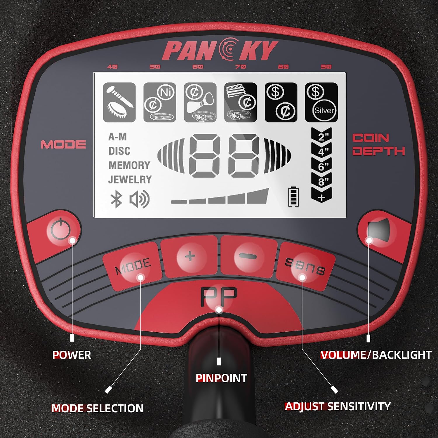 PANCKY Metal Detectors for Adults Waterproof, Professional Higher Accuracy Gold Detector with LCD Display, 5 Mode, Advanced DSP Chip 10" Coil, PK0075
