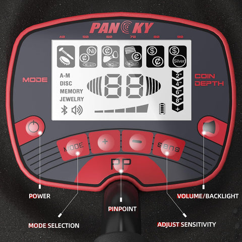 PANCKY Metal Detectors for Adults Waterproof, Professional Higher Accuracy Gold Detector with LCD Display, 5 Mode, Advanced DSP Chip 10" Coil, PK0075