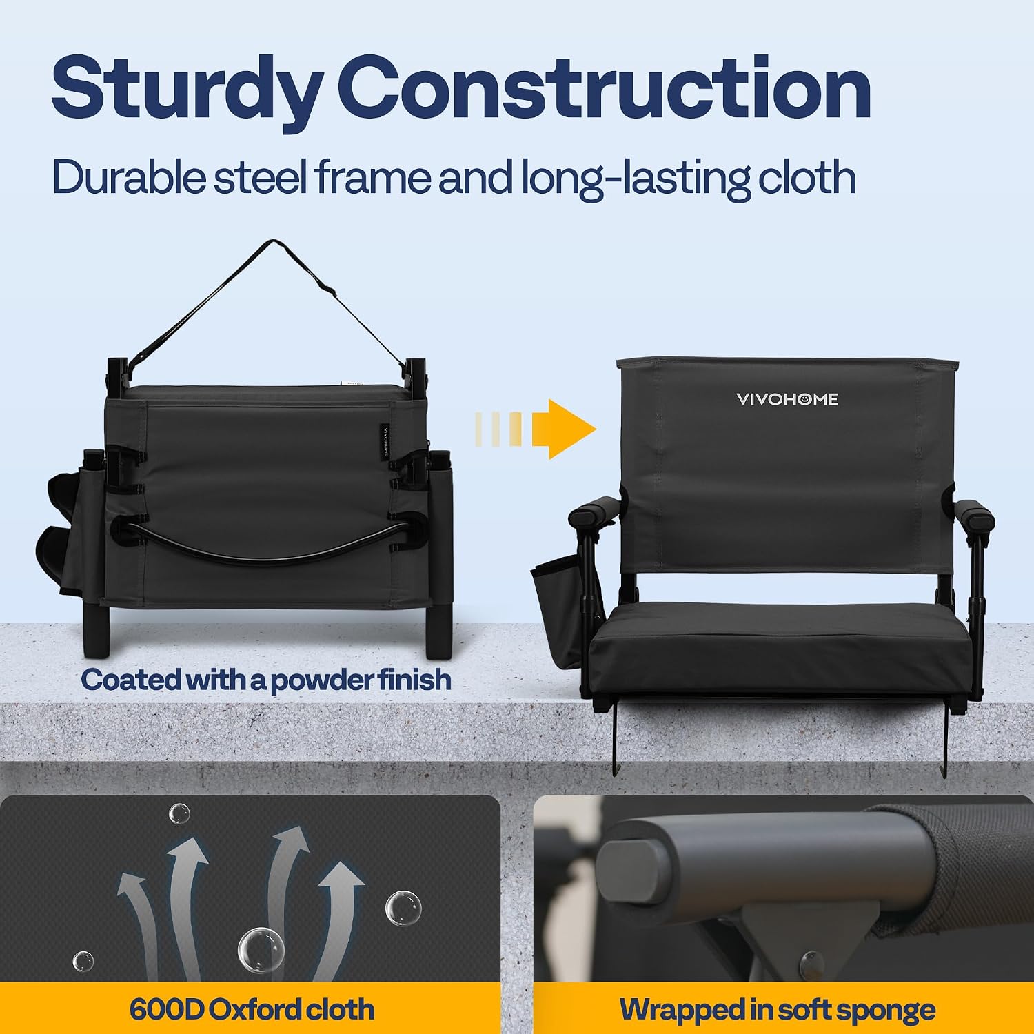 VIVOHOME Stadium Seats with Back Support, Bleacher Chair for Sports Events
