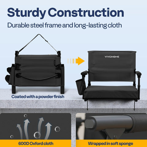 VIVOHOME Stadium Seats with Back Support, Bleacher Chair for Sports Events