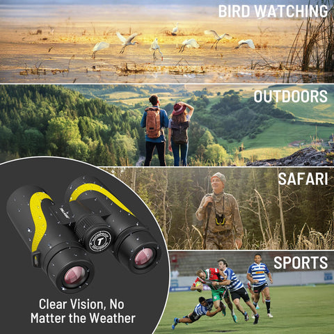 15x55 HD Binoculars for Adults High Powered,8° Wide Angle Binoculars,367/1000yds,BAK4 Prism FMC Lens,IPX7 Waterproof Binoculars for Bird Watching Hiking Travel Sports with Phone Adapter(Yellow)