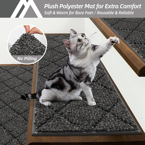 COSY HOMEER Edging Stair Treads Non-Slip Carpet Mat 28inX9in,15pc,Black