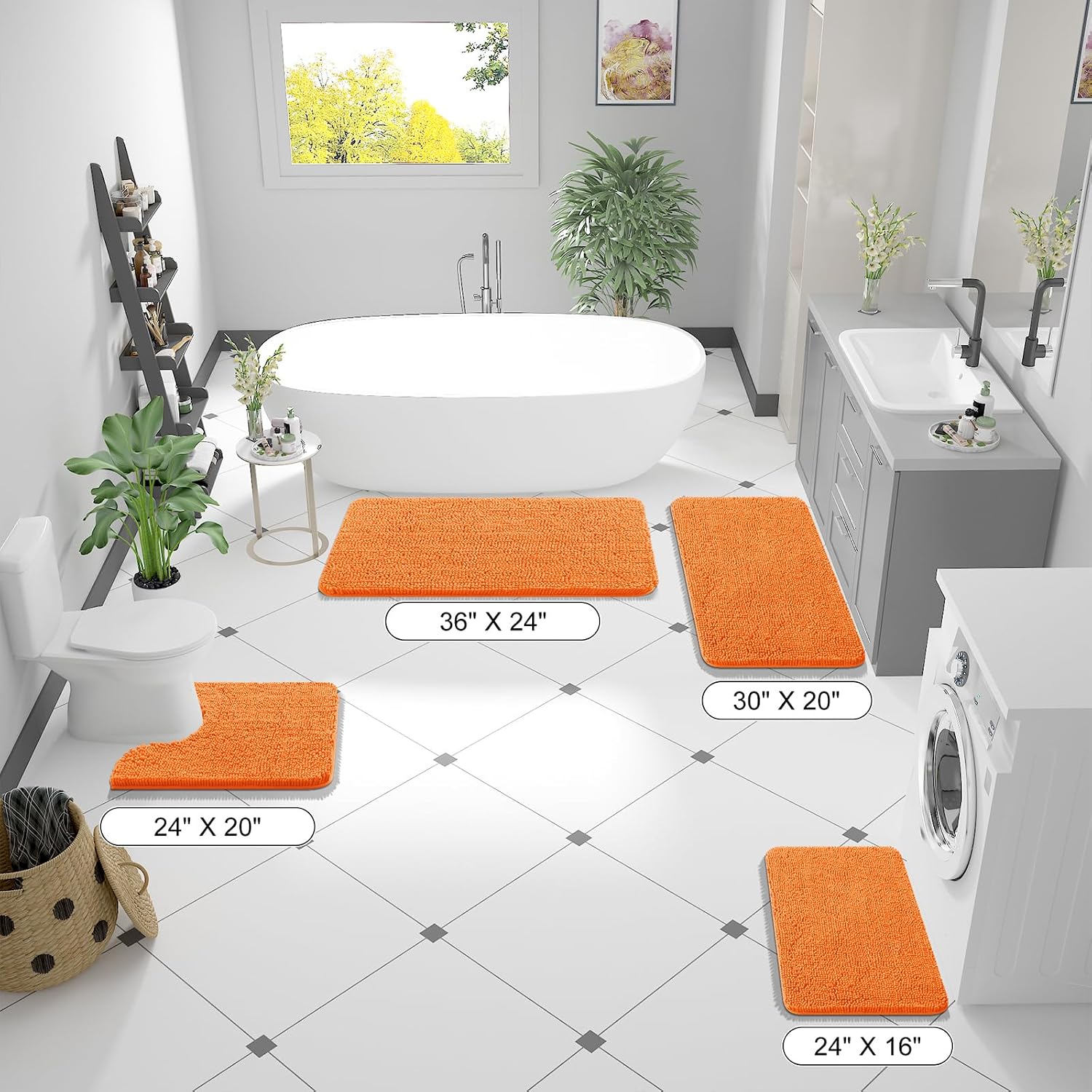 OLANLY Bathroom Rugs 34x21, Extra Soft Absorbent Chenille Bath Rugs