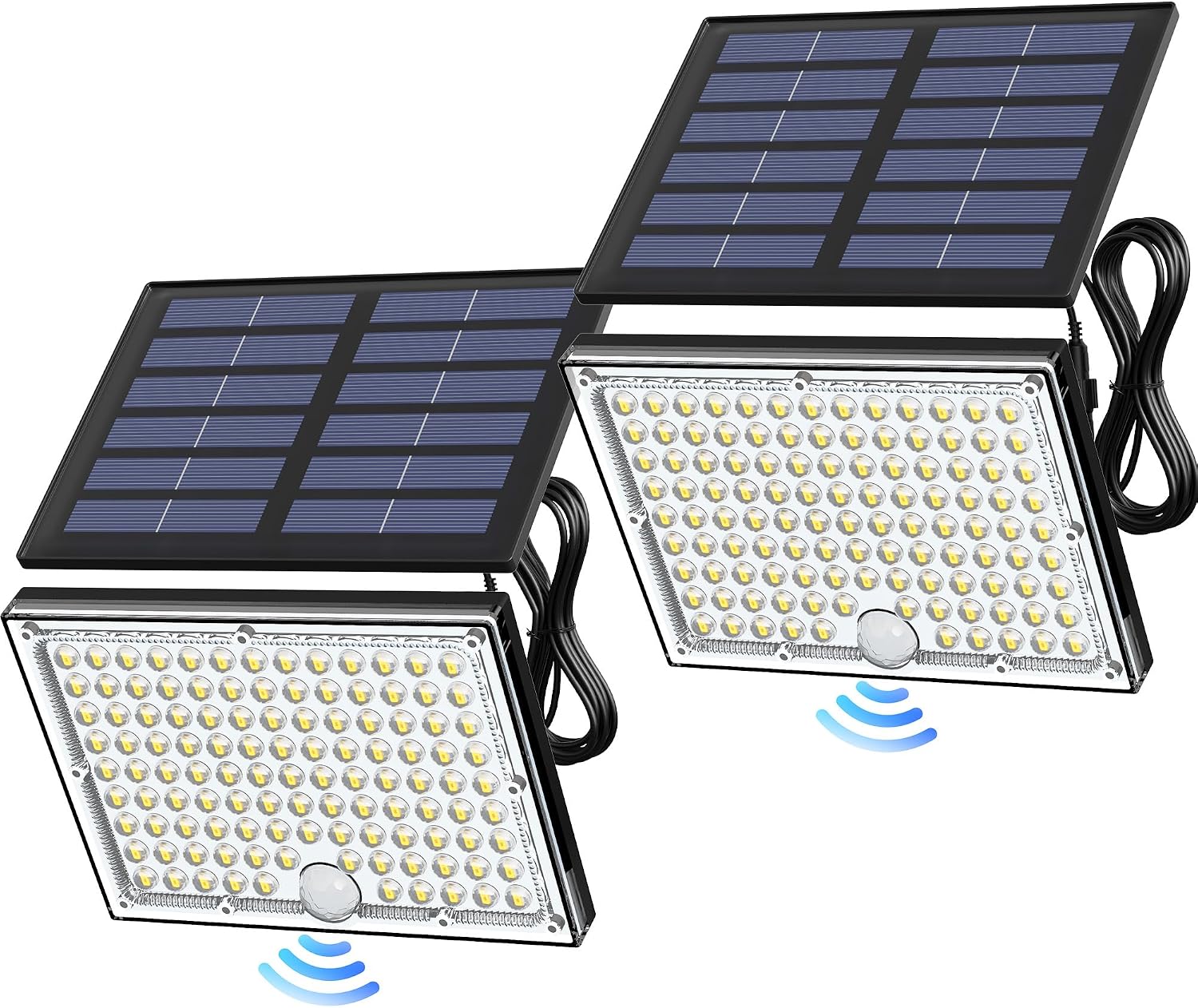 JACKYLED Motion Solar Lights Outdoor, 113 LED Cool White Bright 2 Pack