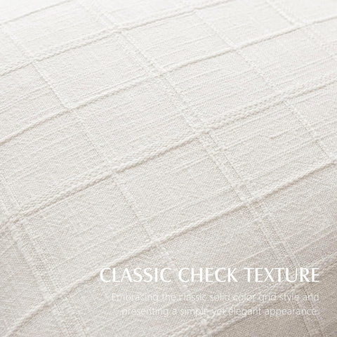 Foindtower Textured Linen Check Lumbar Throw Pillow Cover 12×20 Cream White