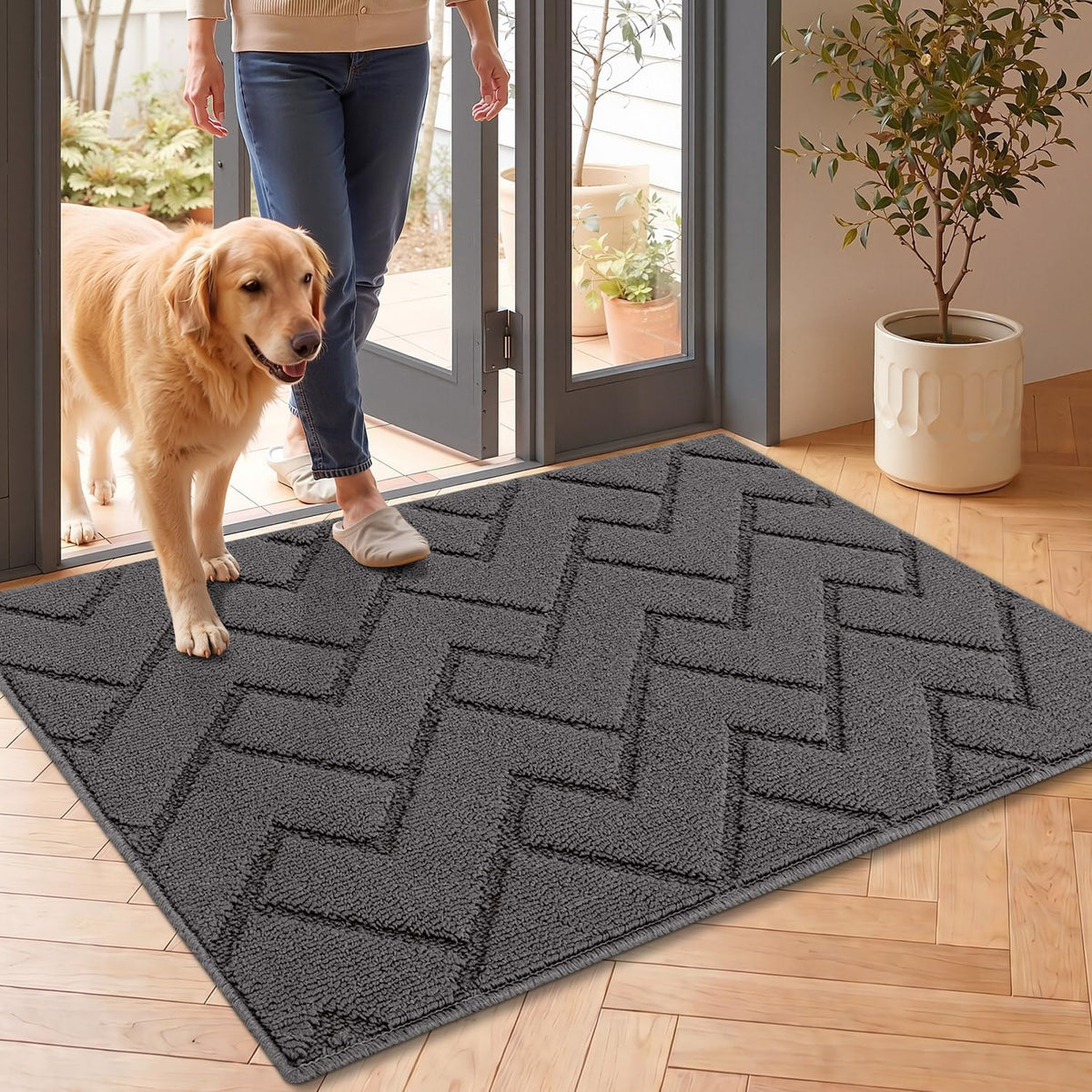 hicorfe Door mat Indoor Entrance,Dirt Trapper Door Mat,Non-Slip Welcome mat
