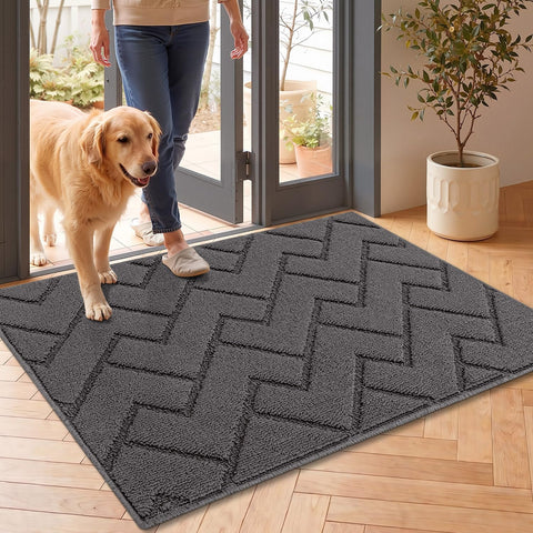 hicorfe Door mat Indoor Entrance,Dirt Trapper Door Mat,Non-Slip Welcome mat