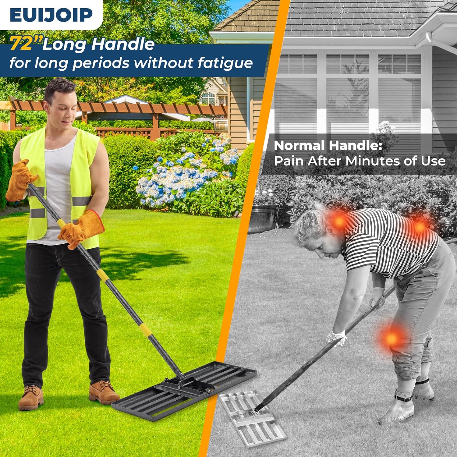 Heavy Duty Lawn Leveling Rake 30x10 with 72" Adjustable Handle - Commercial Grade Landscape Grading Tool, Foldable Yard Leveler for Soil Sand & Topdressing | Stainless Steel + Ergonomic Design