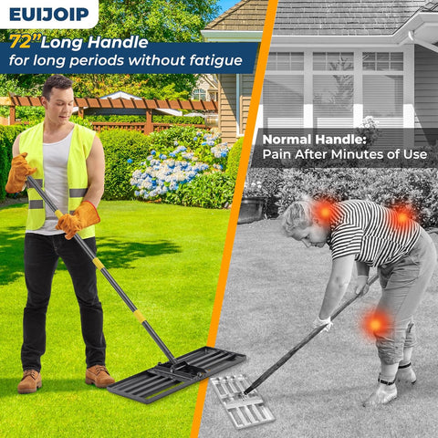 Heavy Duty Lawn Leveling Rake 30x10 with 72" Adjustable Handle - Commercial Grade Landscape Grading Tool, Foldable Yard Leveler for Soil Sand & Topdressing | Stainless Steel + Ergonomic Design