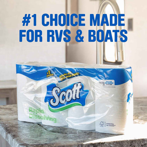 Scott Rapid-Dissolving Toilet Paper, 48 Double Rolls, Septic-Safe, Toilet Paper