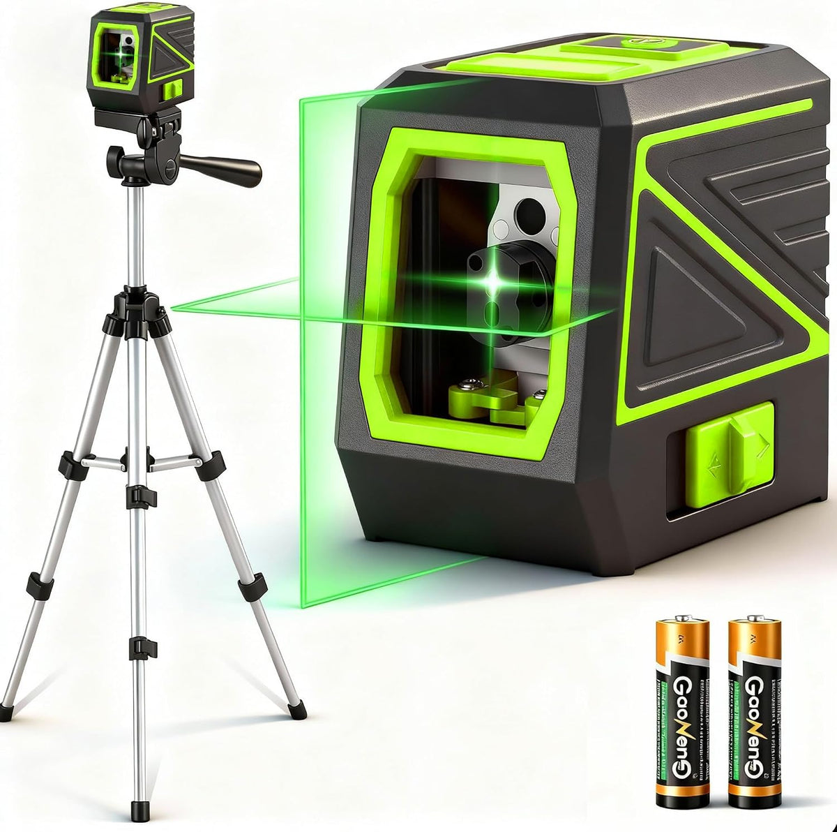 Laser Level with Tripod, 120 feet Green Cross Line Self Rotary Leveling Laser Level, Vertical and Horizontal Line, Rotatable 360 Degree, Manual Self leveling and Pulse Mode,IP54 Waterproof & Battery