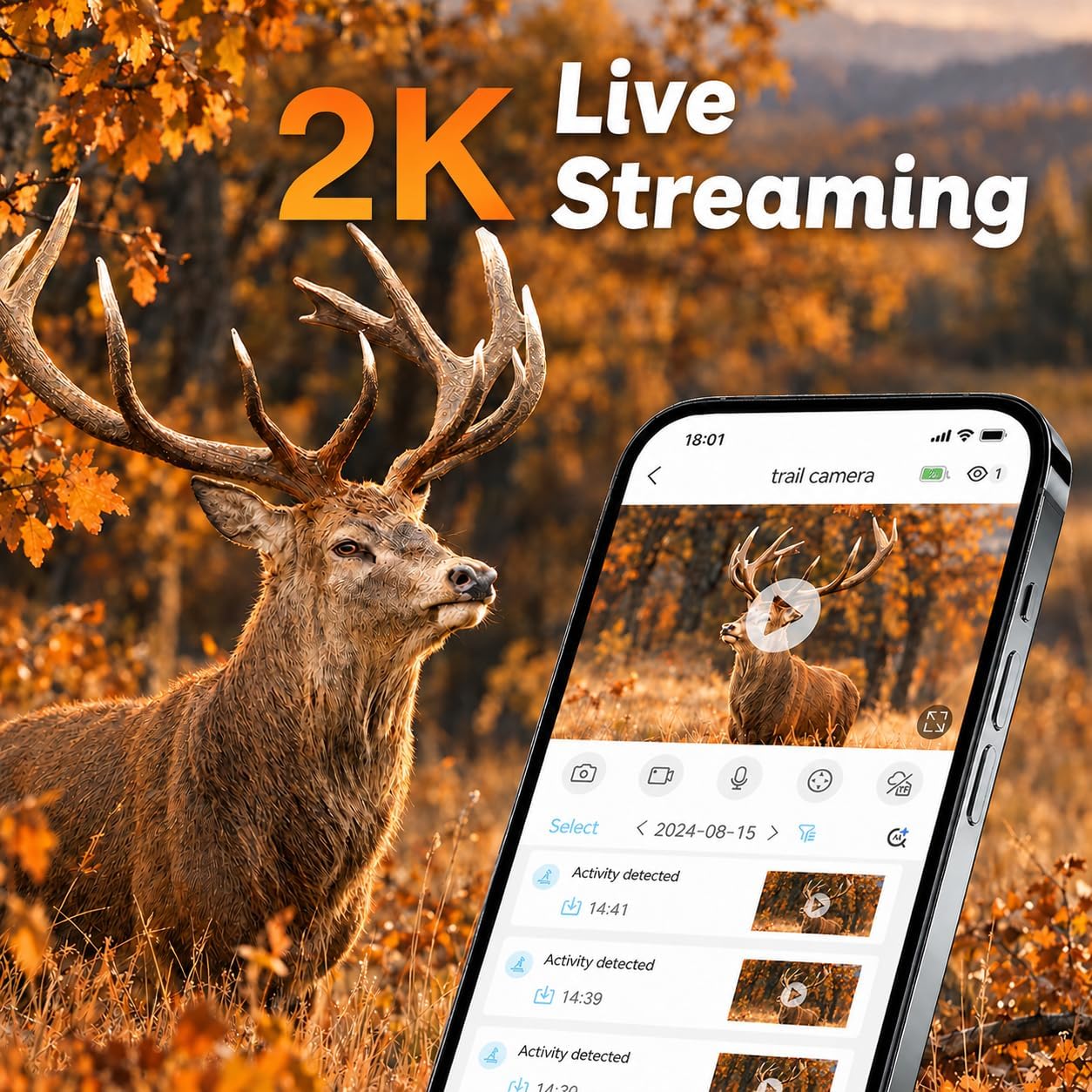 SEHMUA 4G LTE Cellular Trail Camera, 360° View 2K Live Feed Solar Game Cam