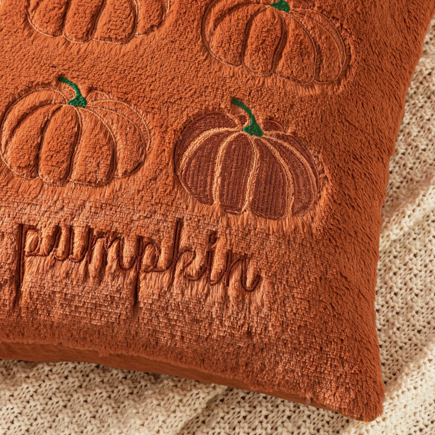 MIULEE Fall Pumpkin Pillow Covers 20x20 Rust Fall Decor
