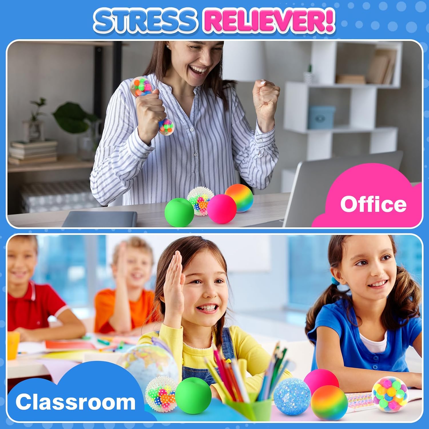 6 Set Squishy Sensory Stress Squeezing Balls for Adults